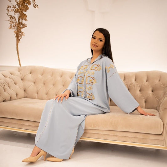 Djellaba Fatima Grigio – Tunica marocchina casual per il quotidiano – vista del prodotto 2