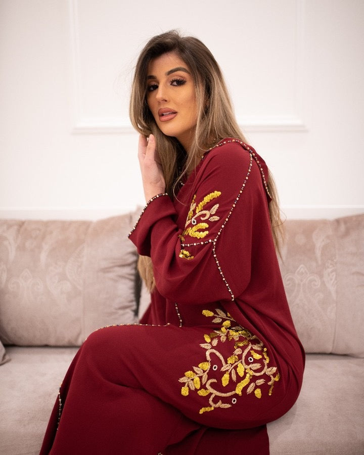 Djellaba Souad Bordeaux – Tunica marocchina casual per il quotidiano