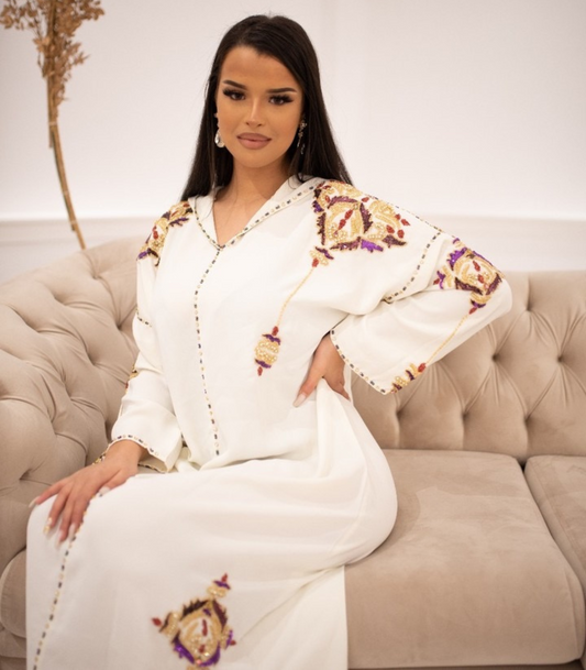 Djellaba Karima Bianco – Tunica marocchina casual per il quotidiano – vista del prodotto 2