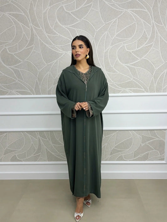 Djellaba Sakina Verde – Tunica marocchina casual per il quotidiano – vista del prodotto 2