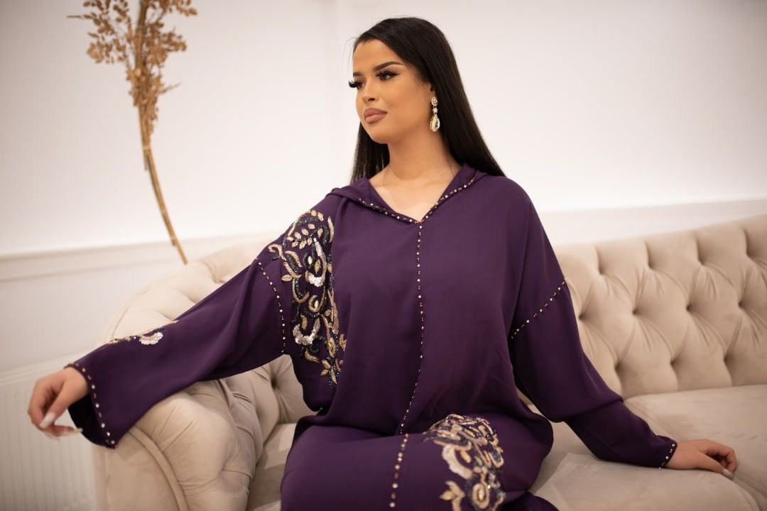 Samira Purple Djellaba – Casual Moroccan Tunic for Everyday Comfort