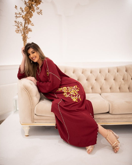 Djellaba Souad Bordeaux – Tunica marocchina casual per il quotidiano – vista del prodotto 2