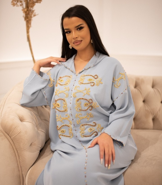 Djellaba Fatima Grigio – Tunica marocchina casual per il quotidiano
