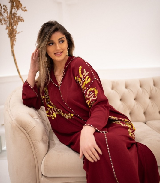 Djellaba Souad Bordeaux – Tunica marocchina casual per il quotidiano