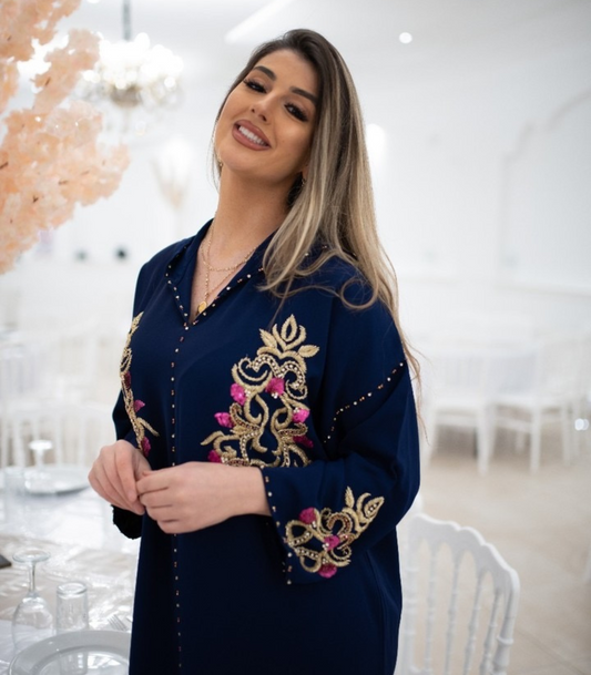 Djellaba Jamila Blu Navy – Tunica marocchina casual per il quotidiano