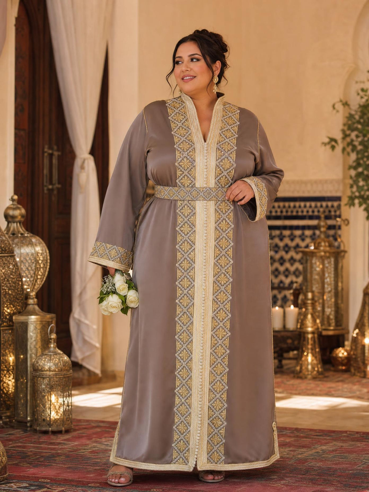 Boutaina Kaftan – Handcrafted Moroccan Kaftan Dress \u2014 plus-size model