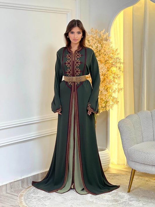 Takchita Dounia Verde – Abito da Cerimonia Marocchino in Due Pezzi