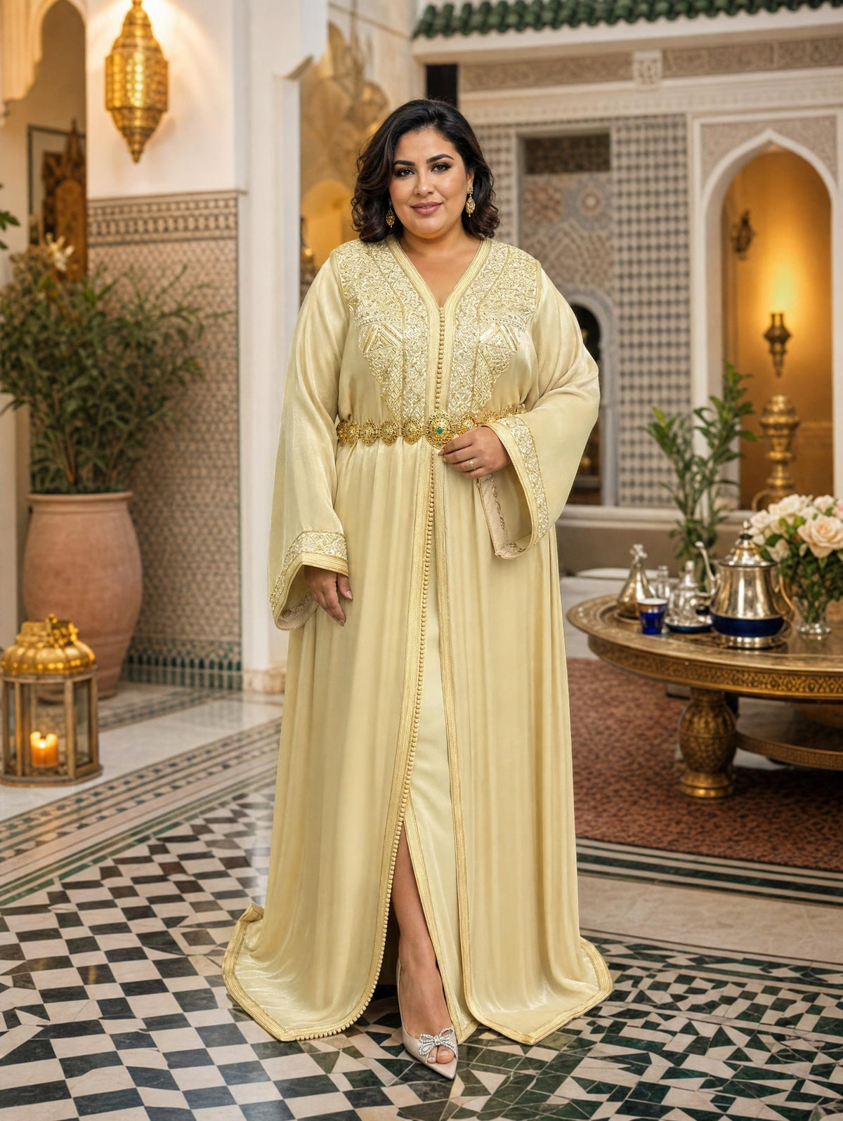 Takchita Fotoun Oro – Abito da Cerimonia Marocchino in Due Pezzi — plus-size model