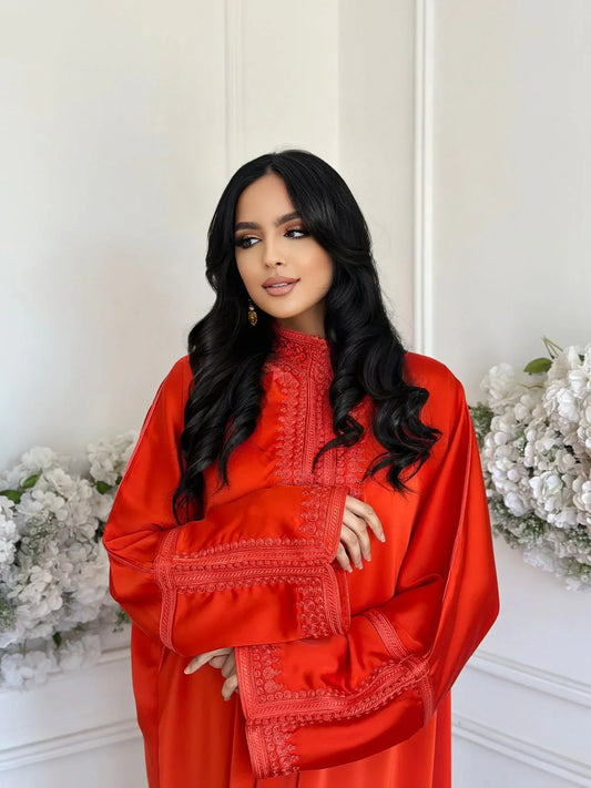 Iman elegant Moroccan abaya designed for hosting family at home