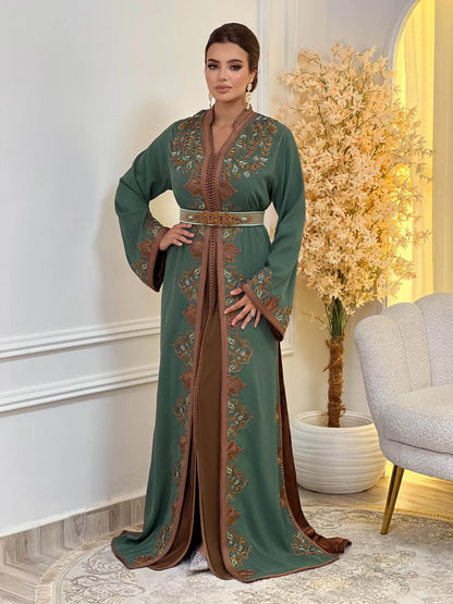 Takchita Keltoum Verde – Abito da Cerimonia Marocchino in Due Pezzi – vista del prodotto 3