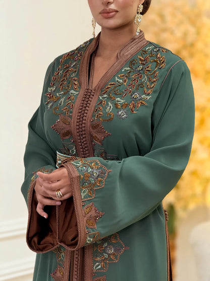Takchita Keltoum Verde – Abito da Cerimonia Marocchino in Due Pezzi – vista del prodotto 6