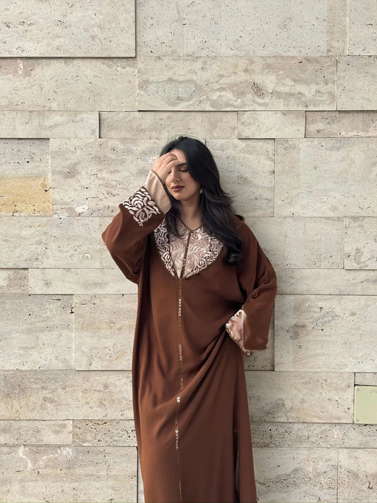 Djellaba Batoule Marrone – Tunica Marocchina Casual per il Comfort Quotidiano – vista del prodotto 2