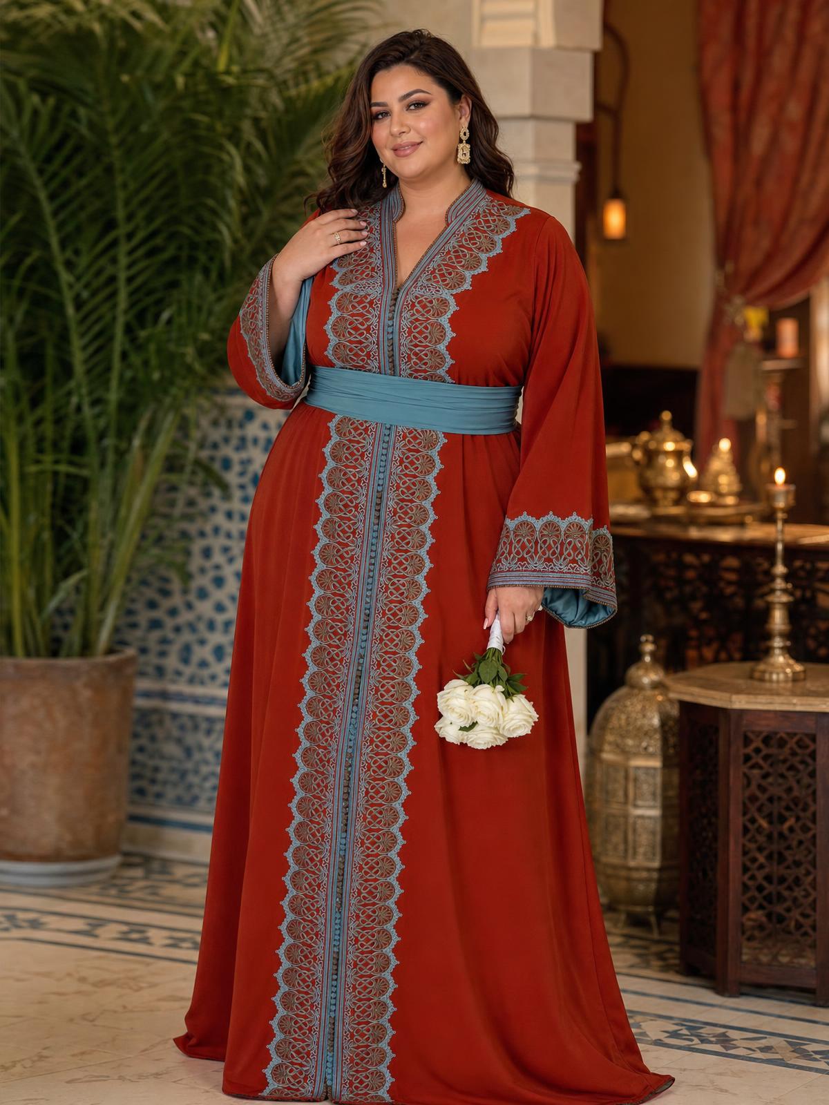Rawia Kaftan – Handcrafted Moroccan Kaftan Dress \u2014 plus-size model
