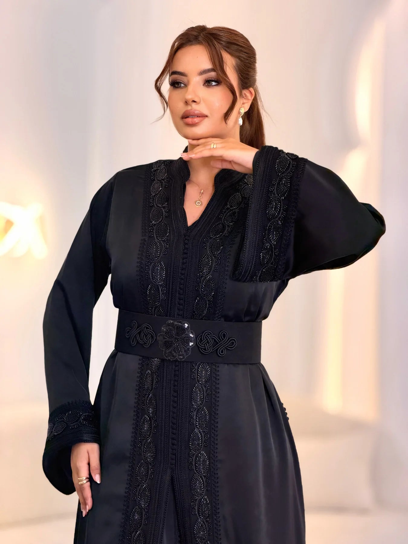 Warda Black Takchita – Two-Piece Moroccan Ceremonial Dress – product view 5